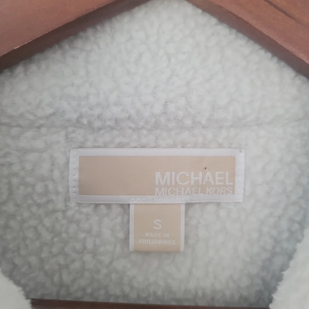 Michael Kors Faux Shearling Moto Inspired Asymmetrical Zipper Jacket Siz…
